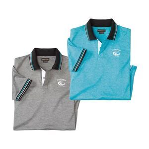 Atlas For Men Mens Jersey Polo Shirt (Pack of 2) / Gray/Turquoise
